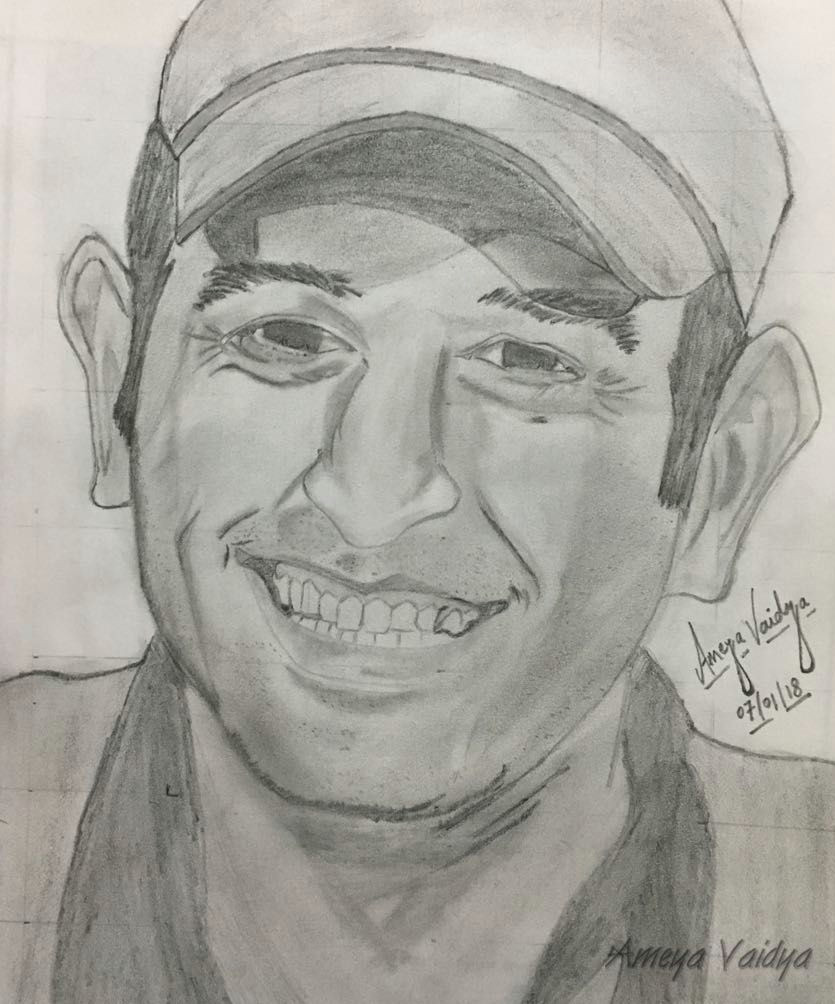 ms dhoni pencil sketch