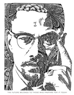 illustrations by freddie denton via behance illustration of malcolm x painting lessons easy