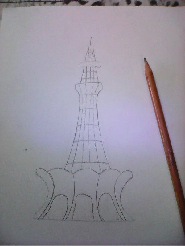 sketching of minar e pakistan 23 march is the day of resolution wallart