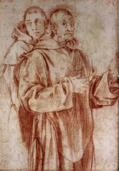 two carthusian monks jacopo pontormo 1525 red chalk drawing 284 x 202