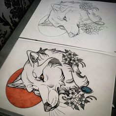 neo traditional wolf tattoo google search