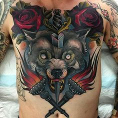 chest tattoo ideas of neo traditional wolf tattoo with neo traditional tattoo wolf tattoos