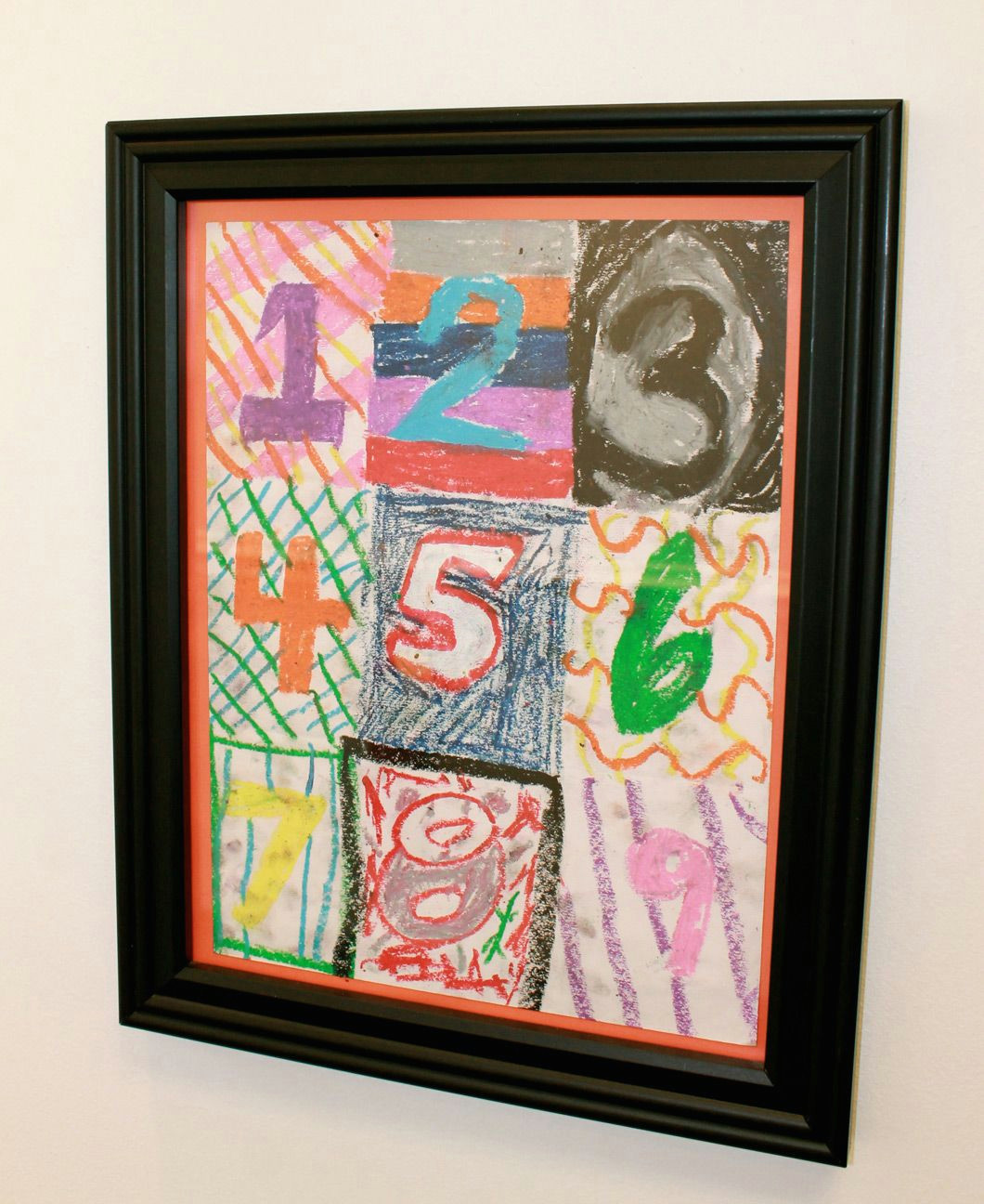 number 1 9 oil pastel drawing inspired by the artwork of jasper johns