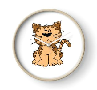 cute funny cartoon silly brown tiger cat character doodle animal drawing wall clock home decor ideas nursery art kid kids children son daughter