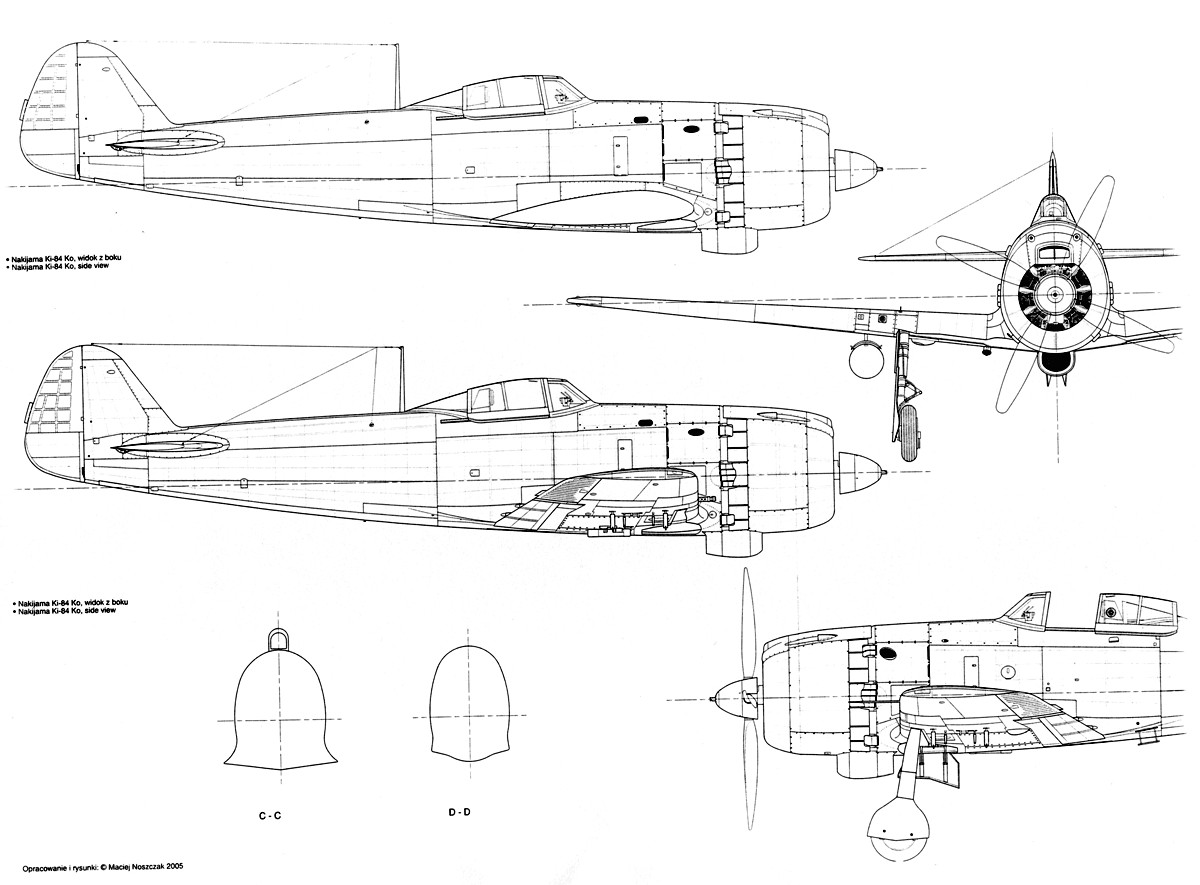 artwork nakajima ki 84 hayate hei technical drawing 1 32 scale 0d