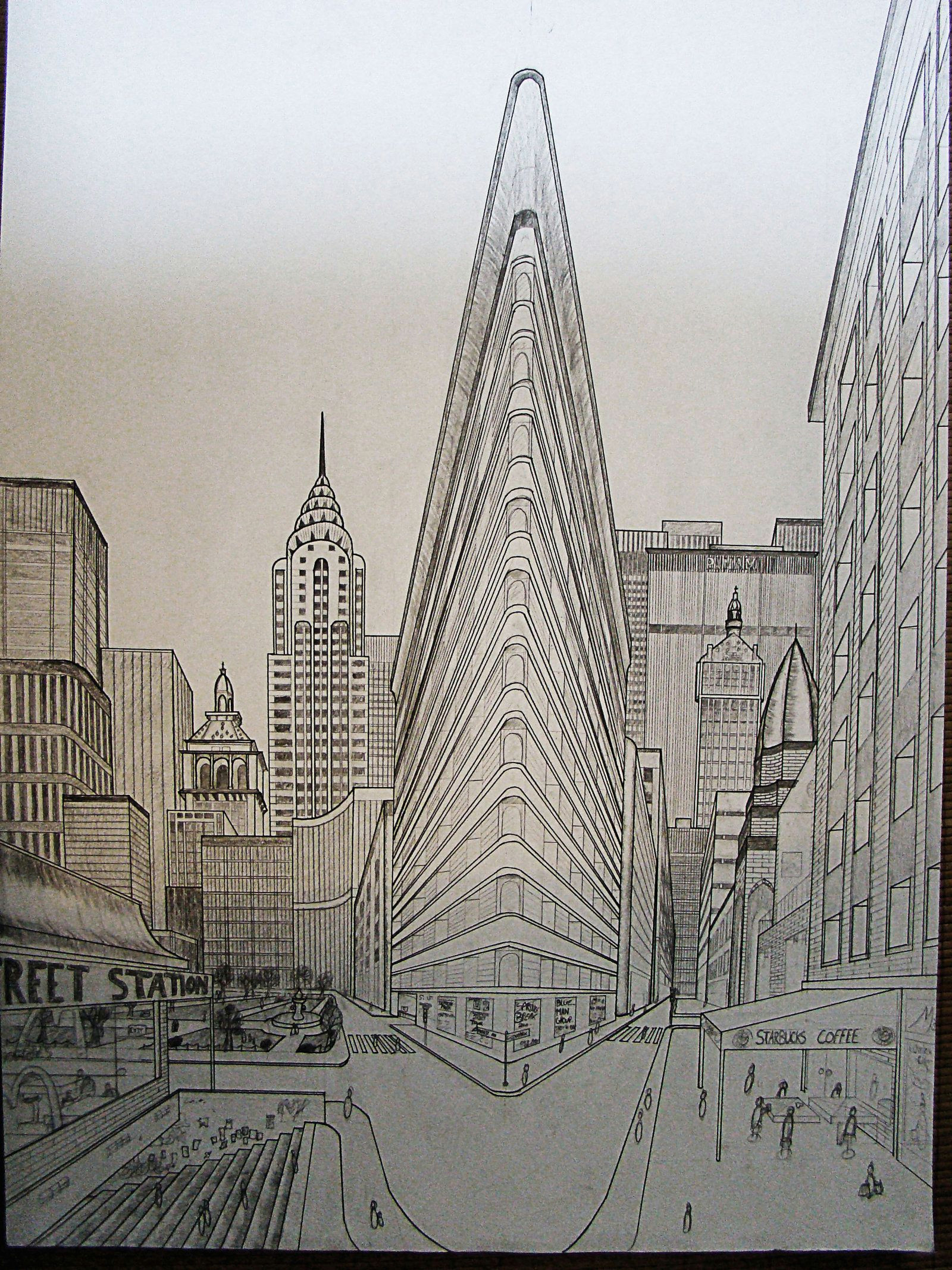 double perspective drawing ny by nilsgermain on deviantart