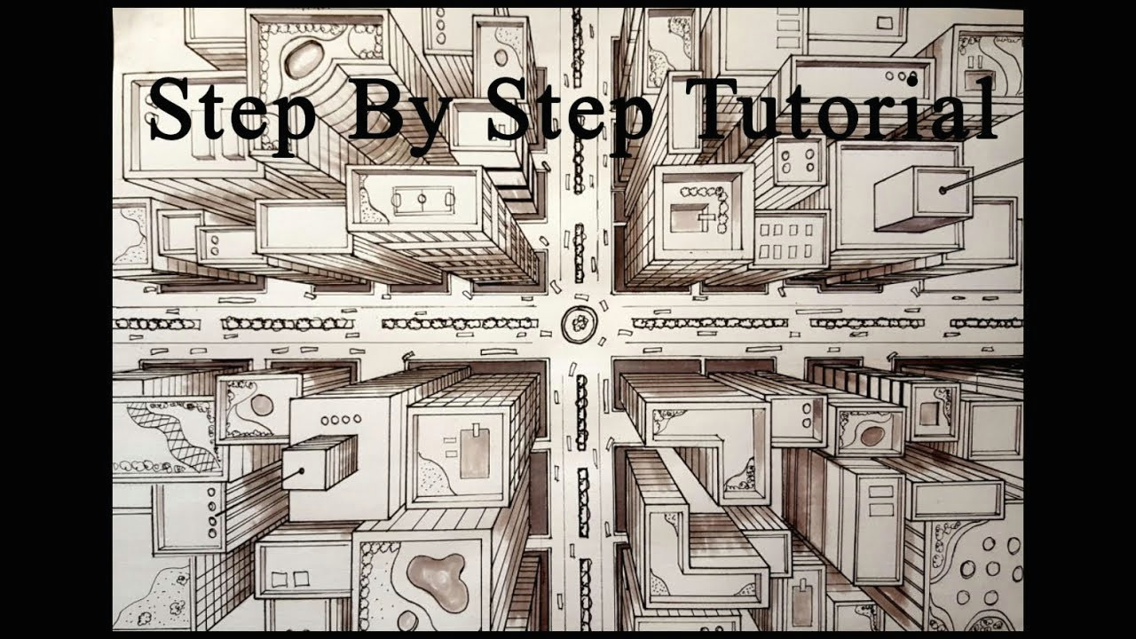 how to draw a city using 1 point perspective bird s eye view