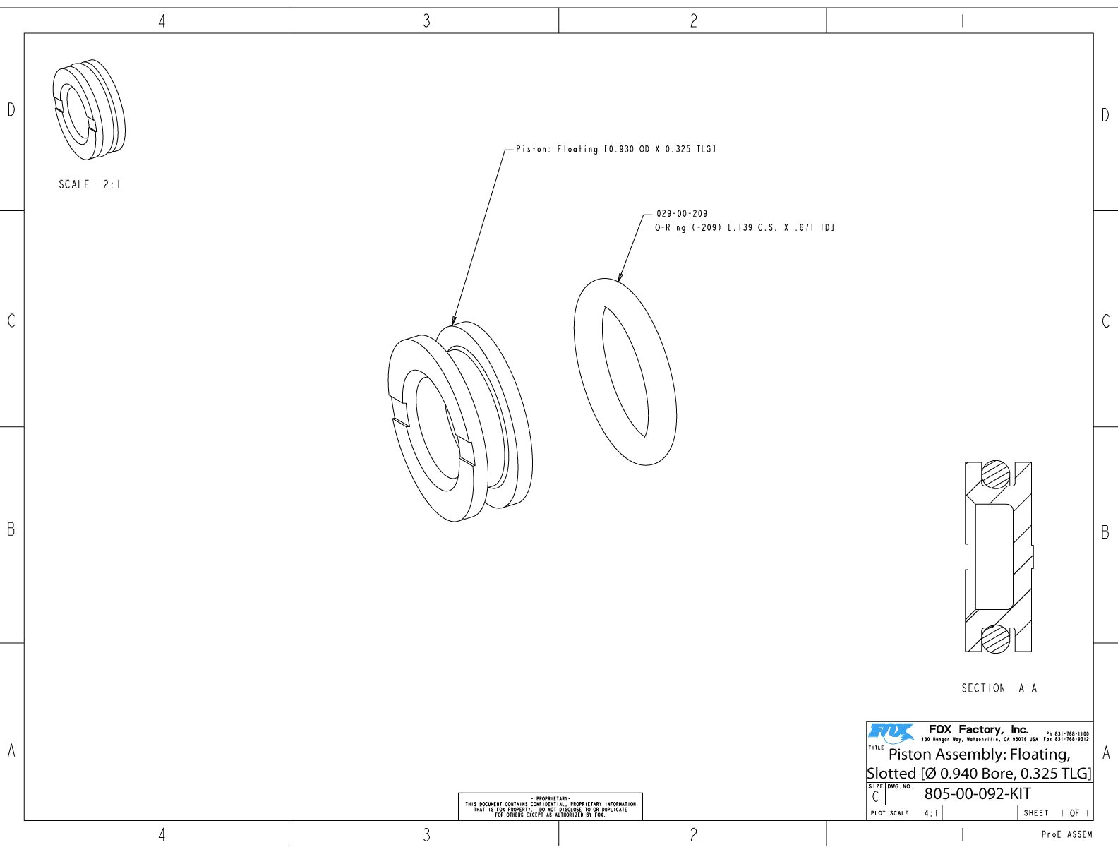 805 00 092 kit piston assembly floating slotted a 0 940 bore 0 325 tlg