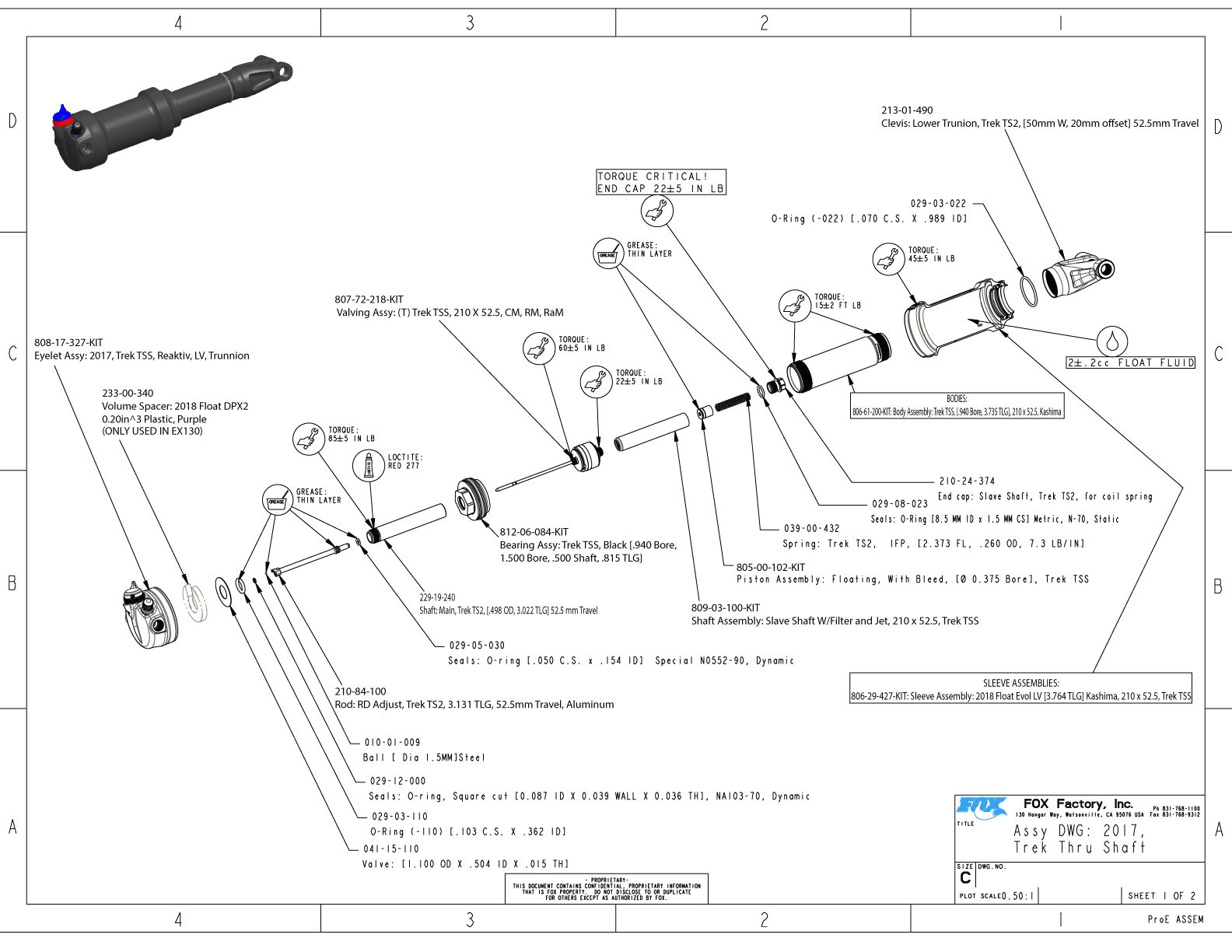 assembly drawing trek thru shaft