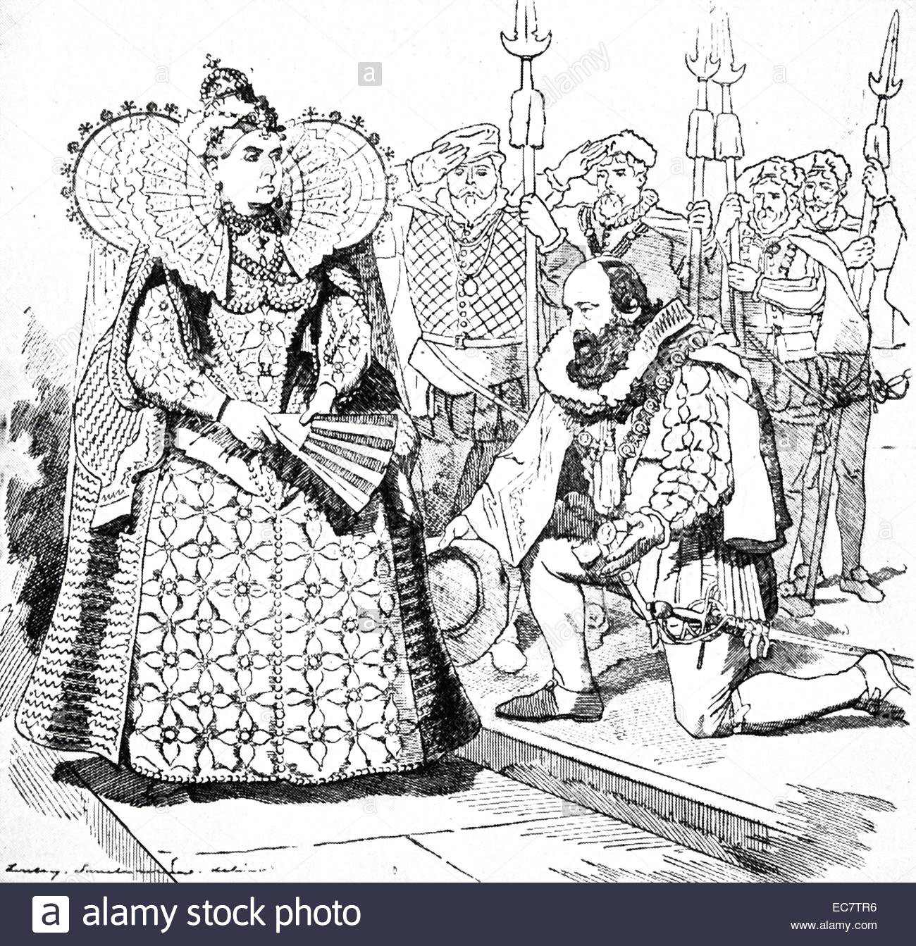 cartoon darstellung der konigin victoria von groa britannien als elizabeth i mit lord salisbury 1897 stockbild