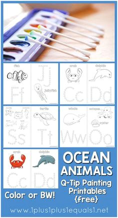 ocean animals q tip painting printables