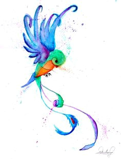 tattoo watercolor quetzal bird acuarela madebyme