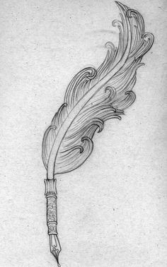quill tattoo drawing of a feather quill pen that i did as