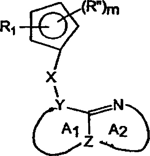 worin r 1 r m x y z und ringe a 1 und a 2 wie bereits definiert sind in einer anderen ausfuhrungsform hat der i 5 ligand die formel