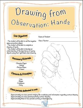 observational drawing of hands