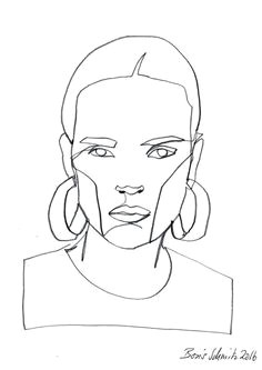 colourful way single line drawing continuous line drawing face sketch