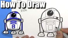 how to draw cute cartoon r2d2 droid easy chibi step by step kawaii
