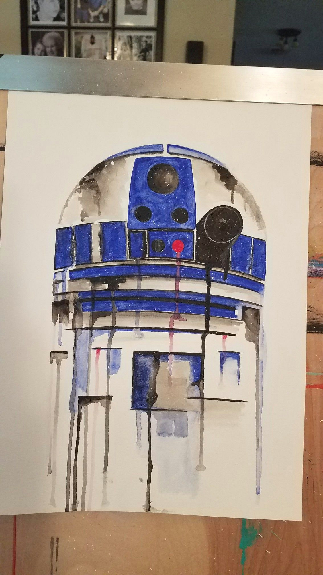 star wars r2d2 robot watercolor painting