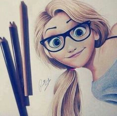 disney rapunzel as trendy nerd