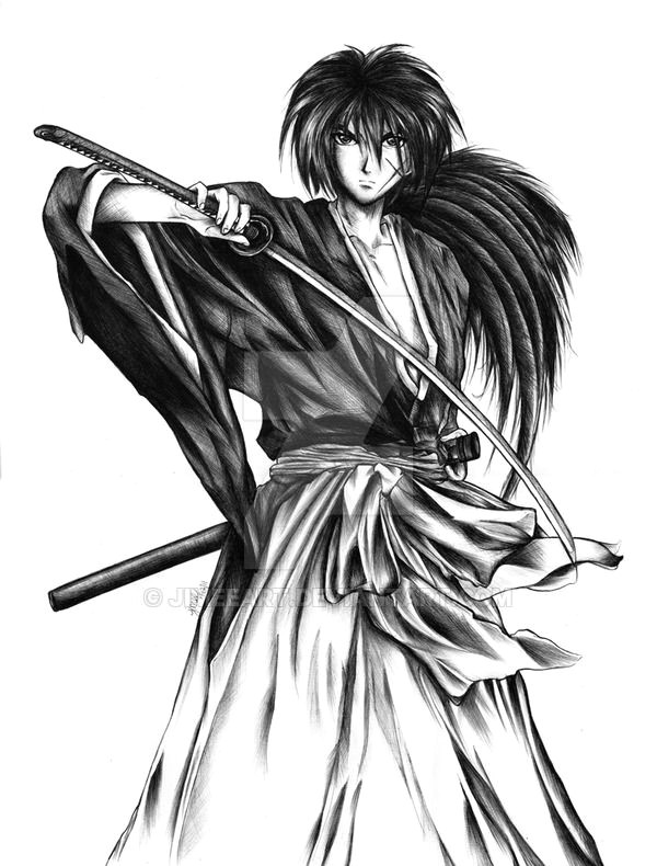 40 x 31 cm ruroni kenshin hecho totalmente a bola grafo bic espero que les guste facebook