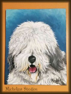 ad 16 x20 painting old english sheepdog original art on canvas http