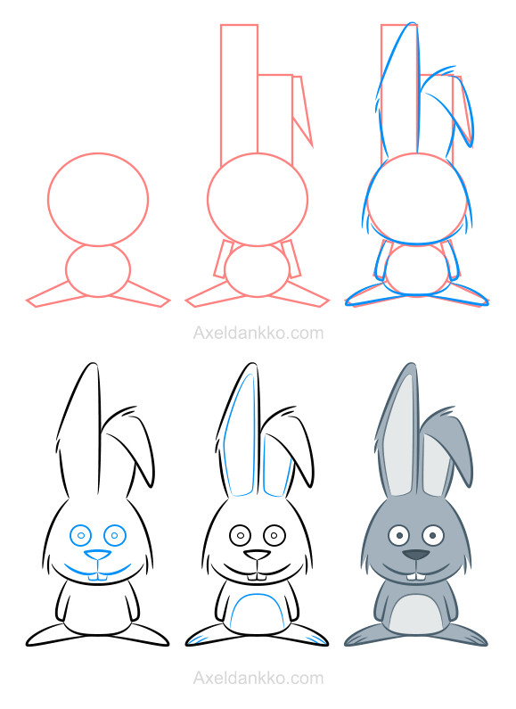 how to draw a rabbit comment dessiner un lapin easy cartoon drawings animal drawings