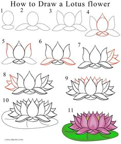 how to draw lotus flower step by step drawing tutorial with pictures cool2bkids lotus flower