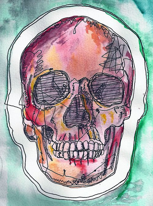 watercolor skull