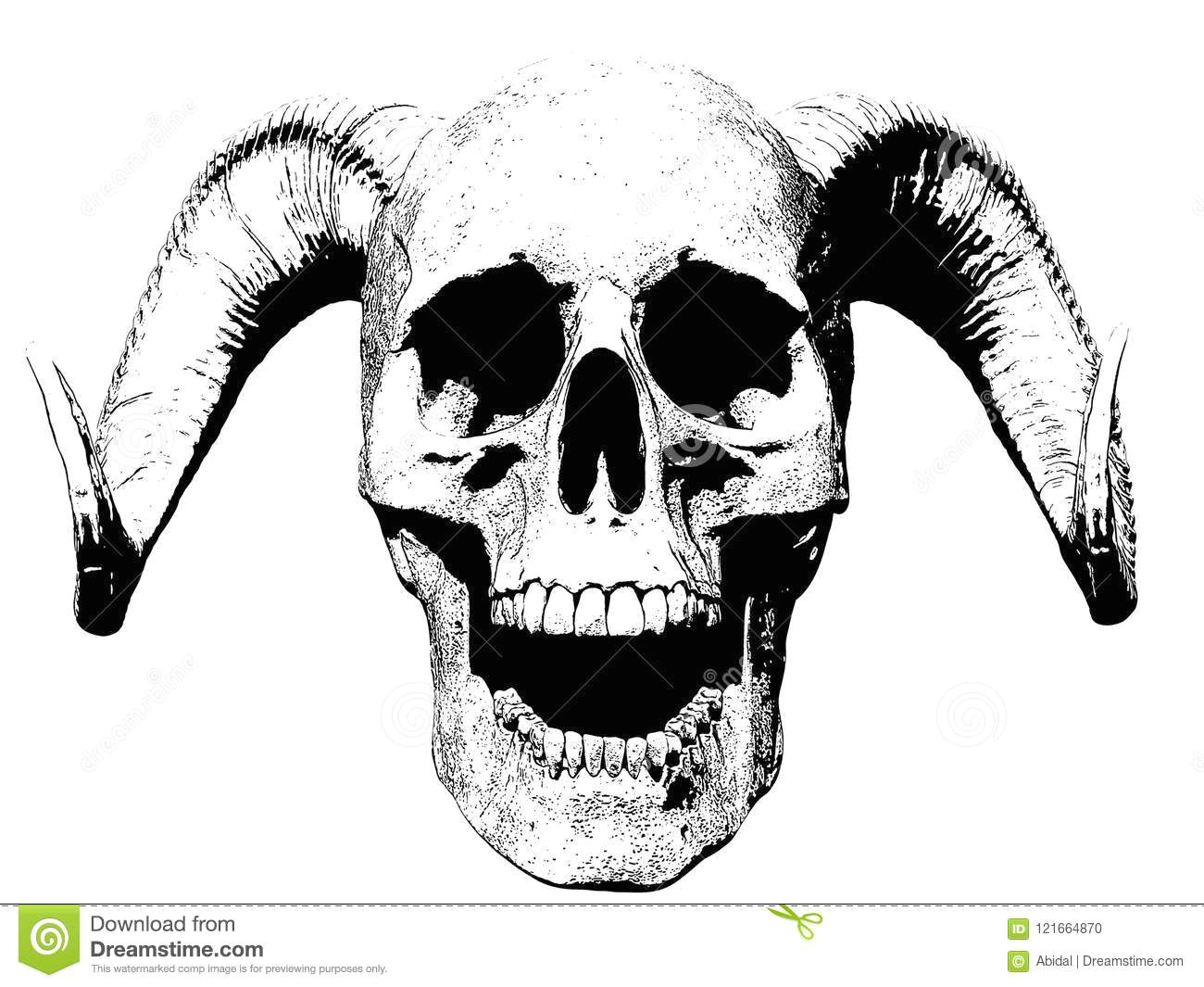 skull screaming isolated in white background