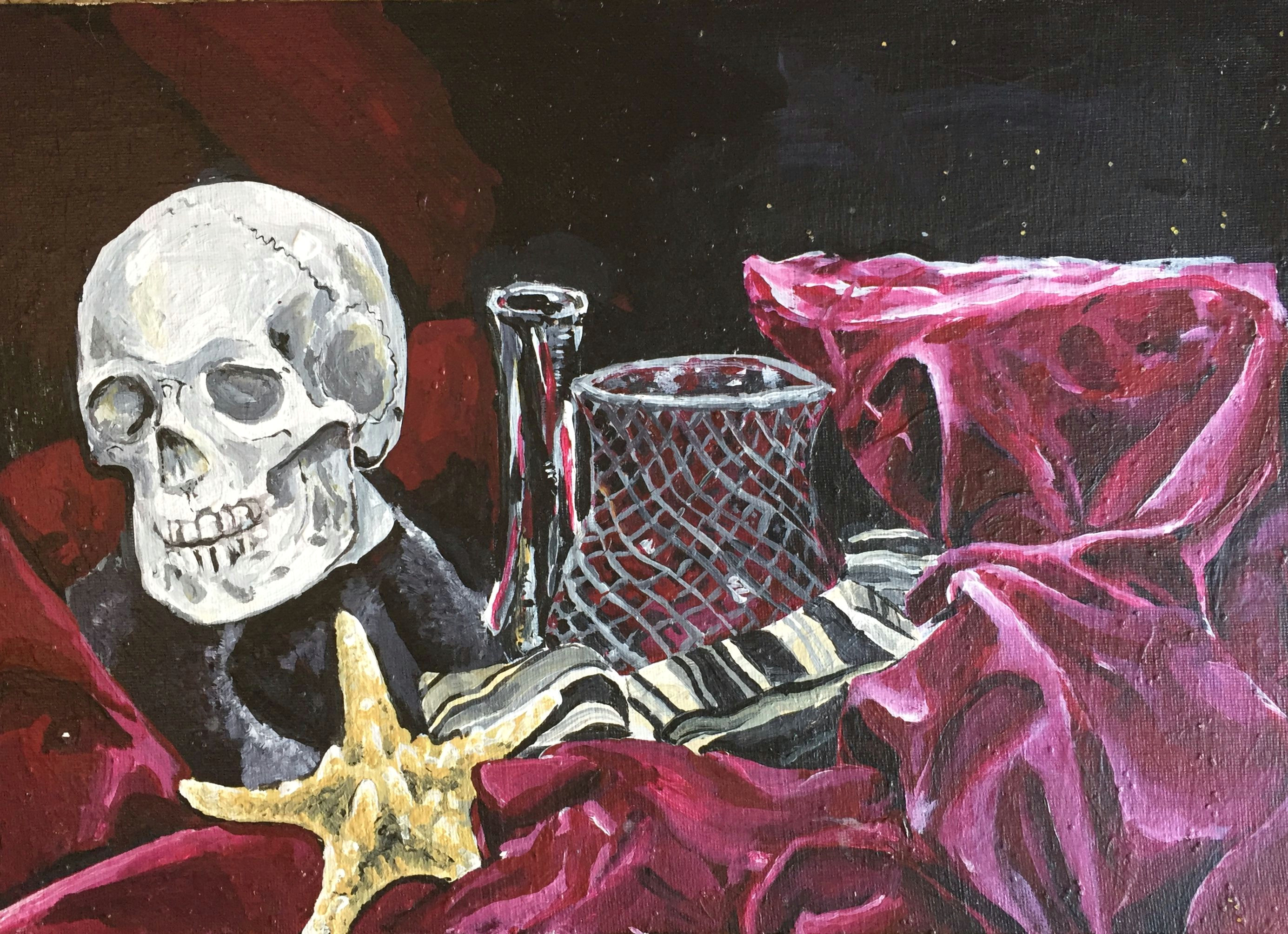 still life art artwork artist drawing painting skull stilllife