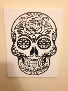 11x14 screen printed sugar skull canvas acraftyarray