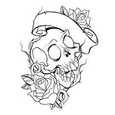 skull and roses coloring pages for adults