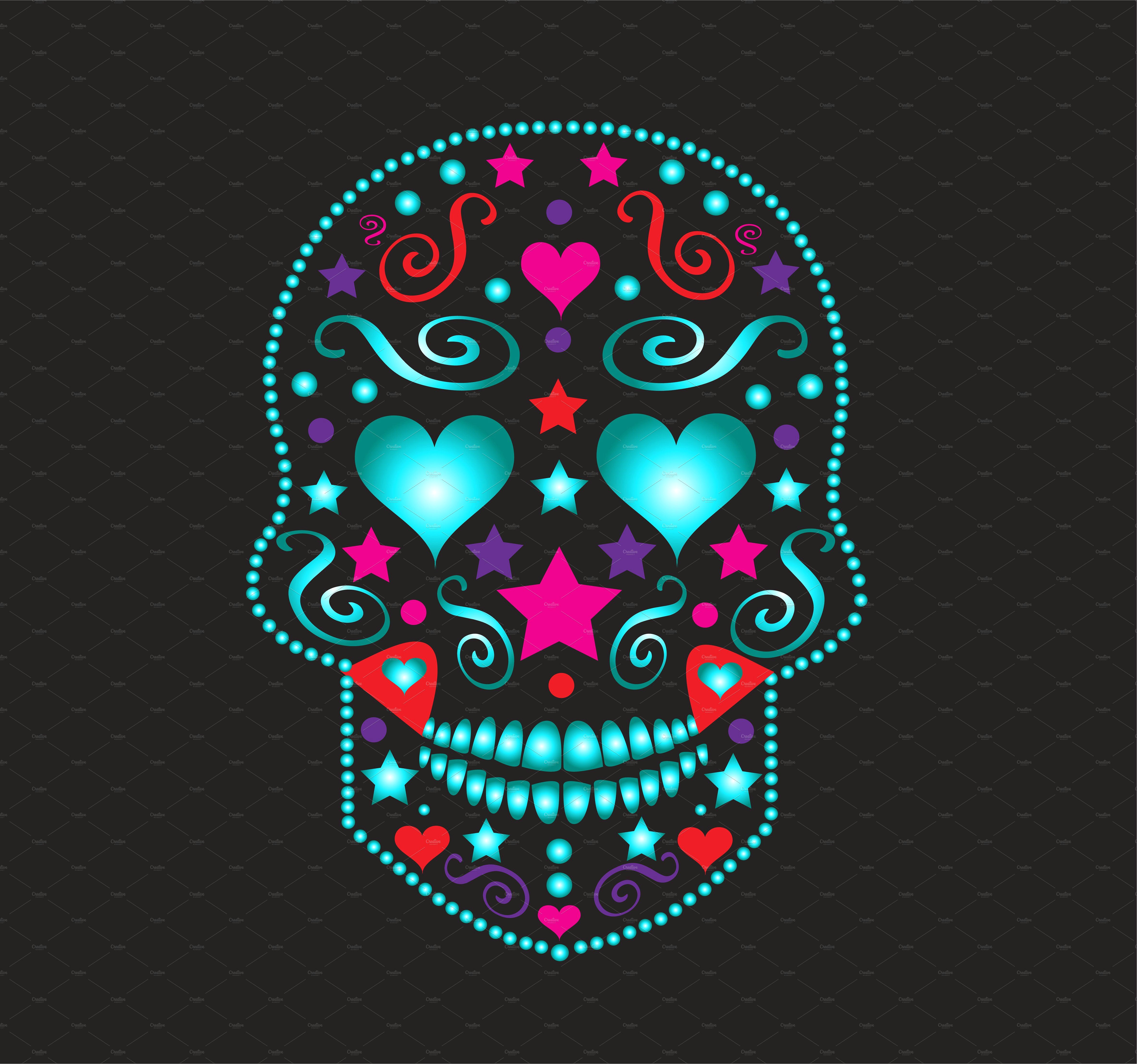 skull with heart eyes neon color by teagraphicdesign on creativemarket