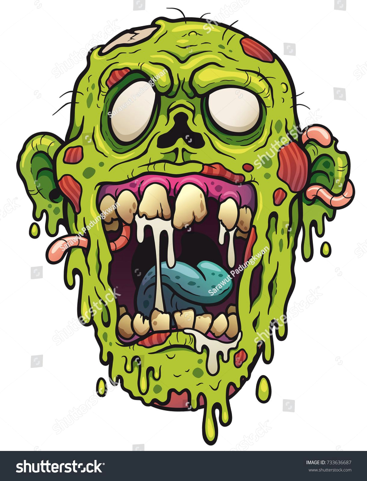 vector illustration of cartoon zombie head