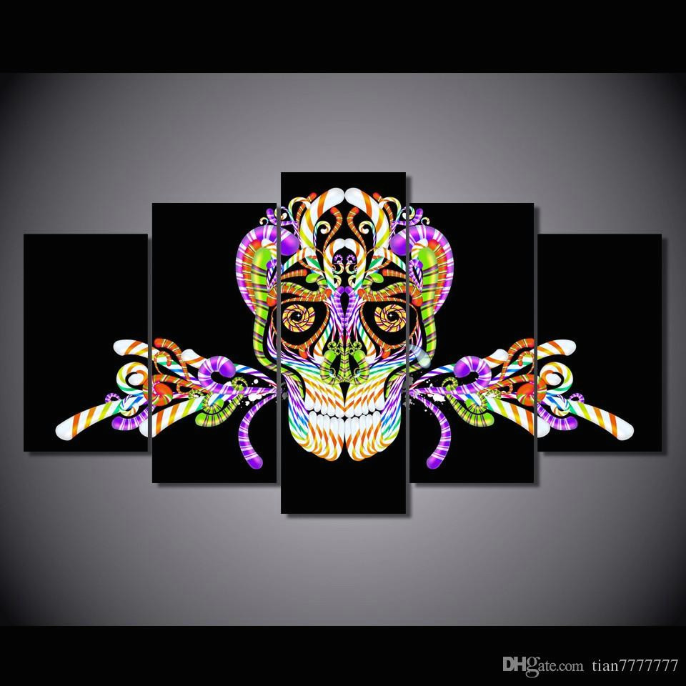 2019 colorful digital skull printed painting no frame home decor wall painting on canvas for drawing room from tian7777777 18 1 dhgate com