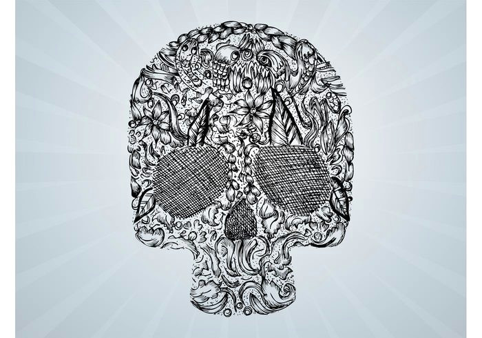 t shirt print skull skeleton plants leaves hand drawn halloween flowers drawing doodles death dead