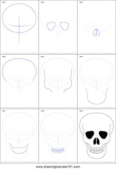 how to draw skull easy printable step by step drawing sheet drawingtutorials101 com easy