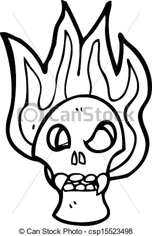 flaming skull cartoon csp15523498