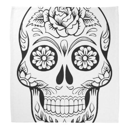 skull drawing with black ink in white background bandana black and white gifts unique special b w style