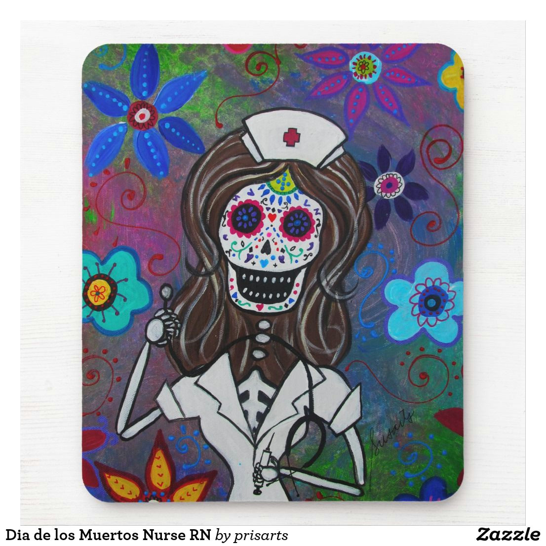 dia de los muertos nurse rn mouse pad original paintings for sale popular art