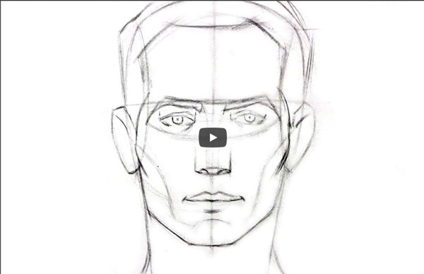 how to draw the head front view