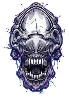 alien savage skulls temporary tattoo