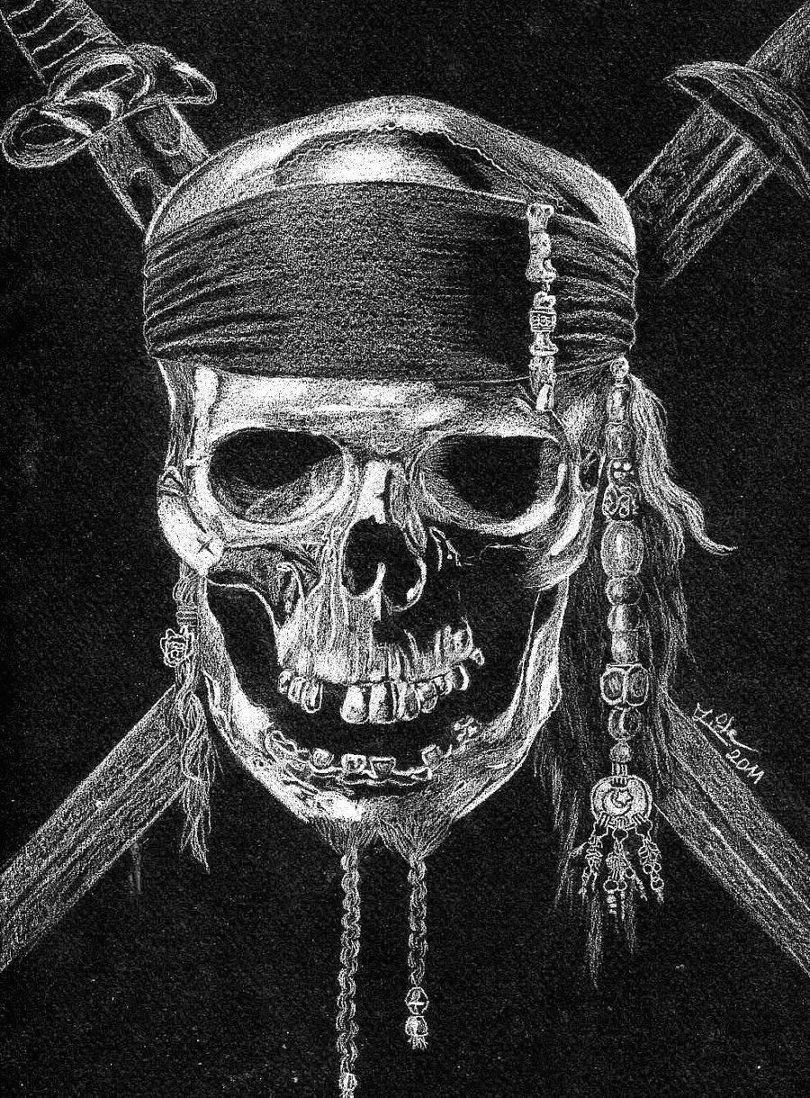 pirate skull by 22zitty22 art drawing