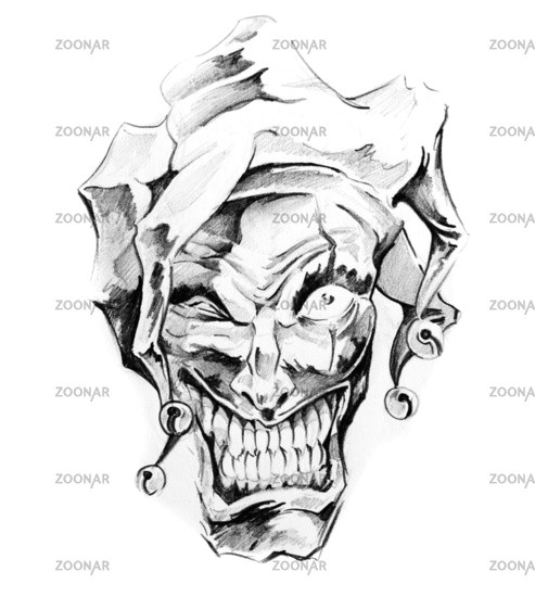 sketch of tattoo art clown joker