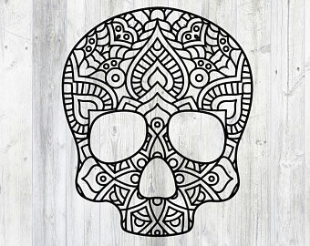 zentangle mandala in skull tattoo day od dead style digital download svg eps al jpg png clipart vector cut file vinyl wall decal t shirt