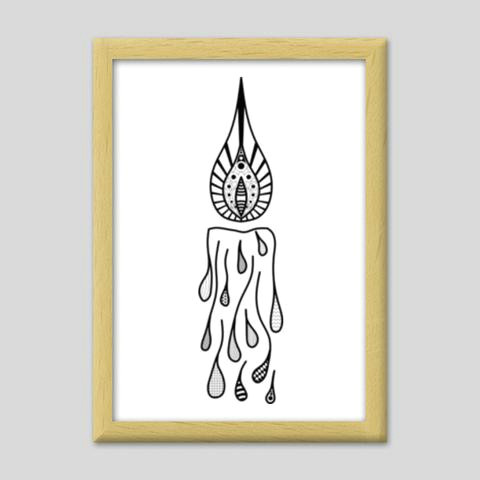 minimalist candle hand drawing art premium italian wooden frames artist by darakhsha dandekar