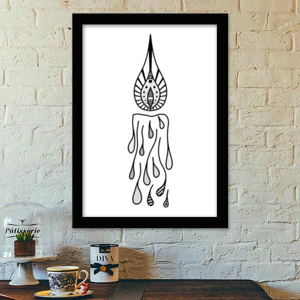 minimalist candle hand drawing art premium italian wooden frames artist by darakhsha dandekar