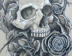 skull and roses work number 1 toned paperskulls