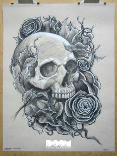 skull and roses work number 1