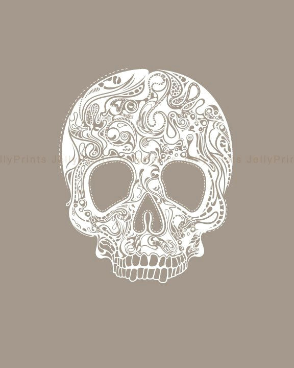 Skull Drawing Small Printable Abstract Head Skull 8 X 10 Print Jp 0031